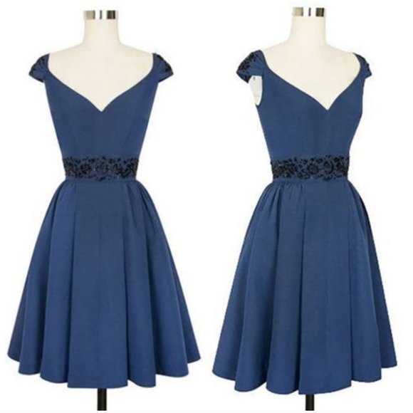 CANDICE GWINN Fit + Flare Beaded Eva Marie Cocktail Dress 16 L - Picture 1 of 9